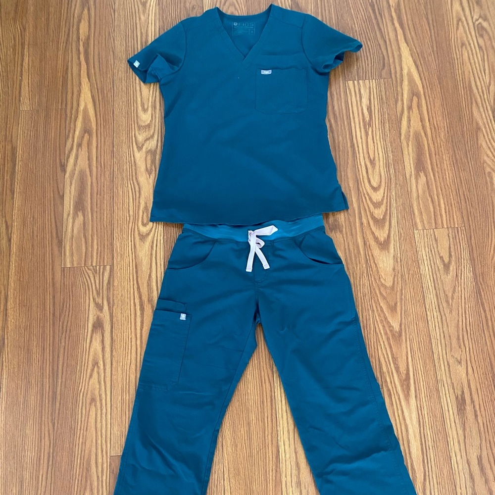 Figs Scrubs Set Caribbean Blue